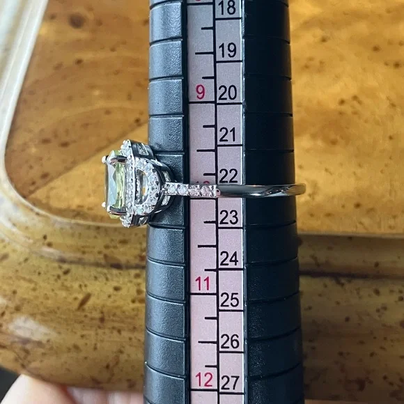 Natural Canary Apatite Sterling Silver Ring Size 10